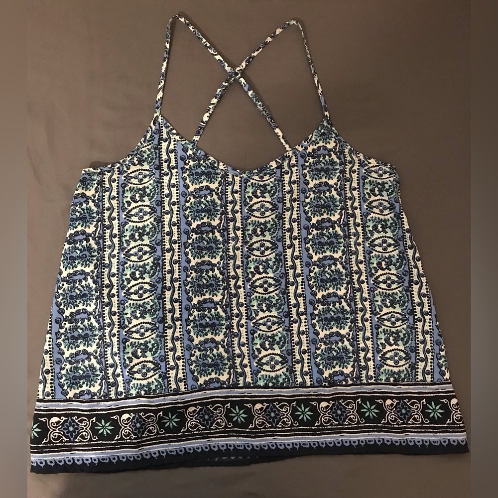 Hollister Women’s Blue Patterned Strappy Tank Top